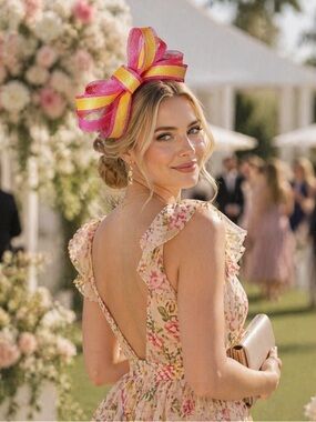 Rose and Yellow Fascinator Headpiece - Women Accessories